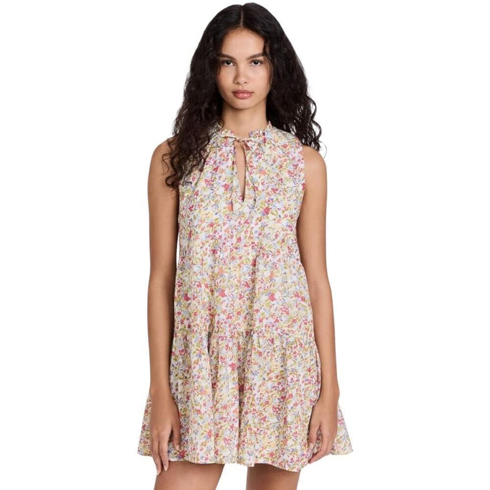 BB Dakota Frills and Florals Tiered Mini Dress Large NWT Ruffle Sleeveless Pink